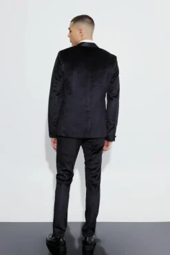 Slim Velvet and Satin Lapel Suit Jacket