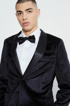Slim Velvet and Satin Lapel Suit Jacket