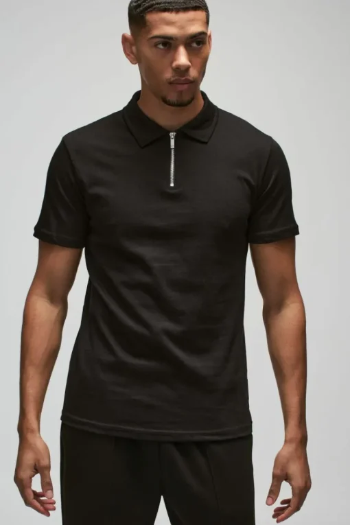 Slim Zip Neck Polo