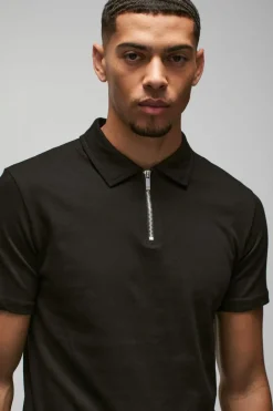 Slim Zip Neck Polo