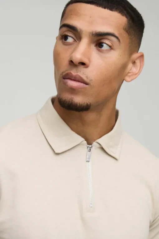 Slim Zip Neck Polo