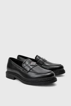 Slip On Loafer With Man Branding In Black