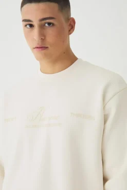 Smart Oversized Super Heavyweight Flock Print Sweatshirt
