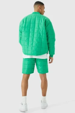 Square Quilted Oversized Pocket Bomber Set