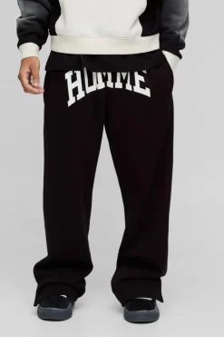 Straight Fit Homme Print Split Hem Jogger