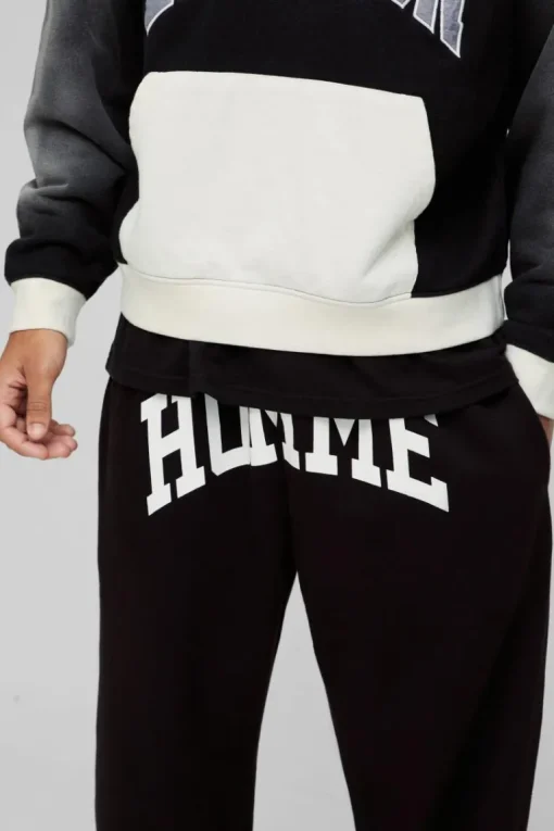 Straight Fit Homme Print Split Hem Jogger