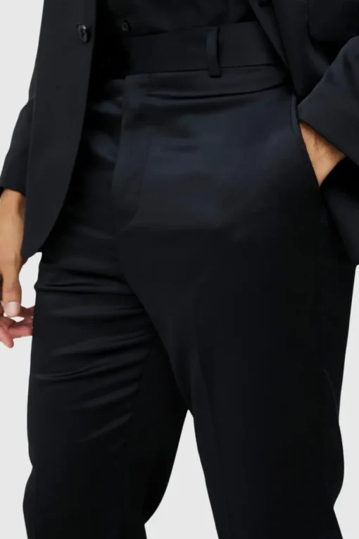 Straight Fit Satin Blazer & Trouser Suit