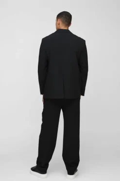 Straight Fit Textured Stretch Blazer
