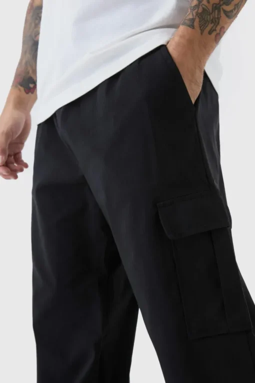 Straight Leg Elasticated Waist Bengaline Cargo Trouser