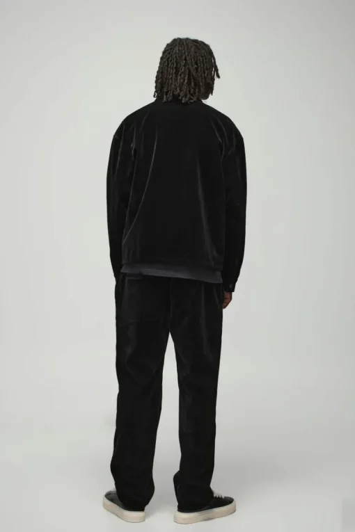 Straight Leg Half Fixed Waistband Velour Trousers