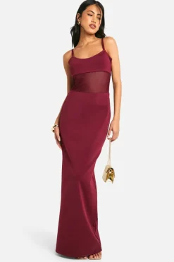 Strappy Bandage Mesh Insert Maxi Dress