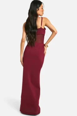 Strappy Bandage Mesh Insert Maxi Dress