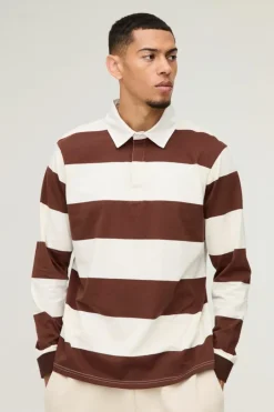 Stripe Long Sleeve Rugby Polo