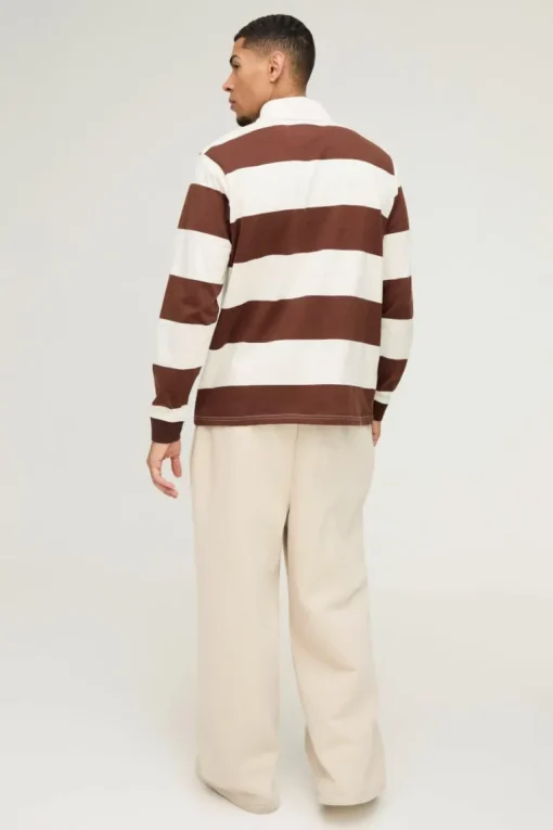 Stripe Long Sleeve Rugby Polo