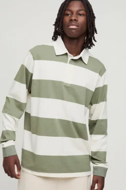 Stripe Long Sleeve Rugby Polo