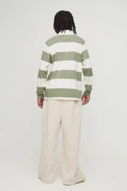 Stripe Long Sleeve Rugby Polo