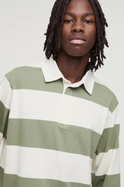 Stripe Long Sleeve Rugby Polo