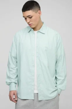 Super Oversized Long Sleeve Stripe Shirt