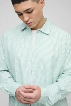 Super Oversized Long Sleeve Stripe Shirt