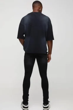 Super Skinny Biker Crinkle Wash Jeans