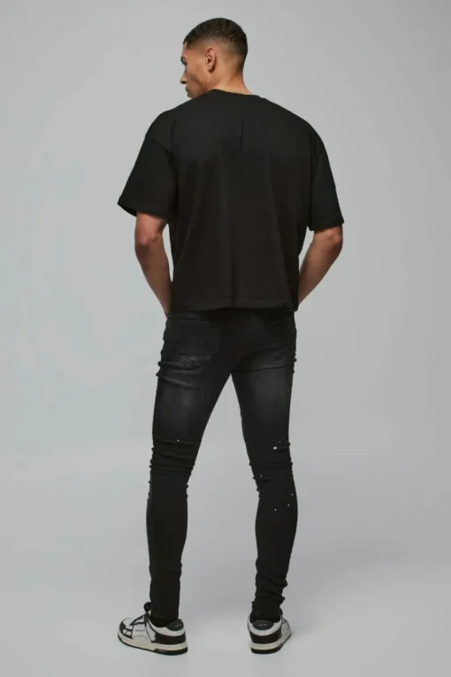 Super Skinny Distressed Paint Splat Jeans