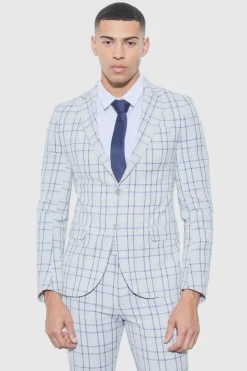 Super Skinny Grey Check Suit Trousers