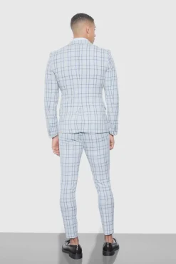 Super Skinny Grey Check Suit Trousers