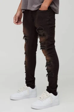 Super Skinny Stretch Biker Rip & Repair Denim Jeans