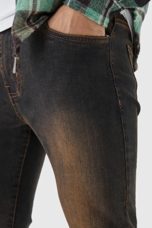 Super Skinny Stretch Stacked Brown Tinted Jeans