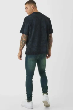 Super Skinny Stretch Stacked Green Tinted Jeans