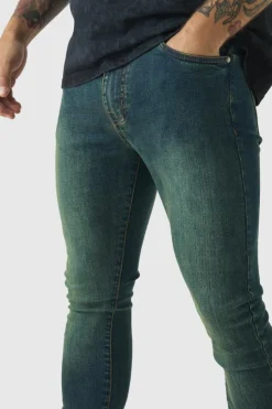Super Skinny Stretch Stacked Green Tinted Jeans
