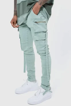 Super Skinny Stretch Strap Detail Cargo Jeans