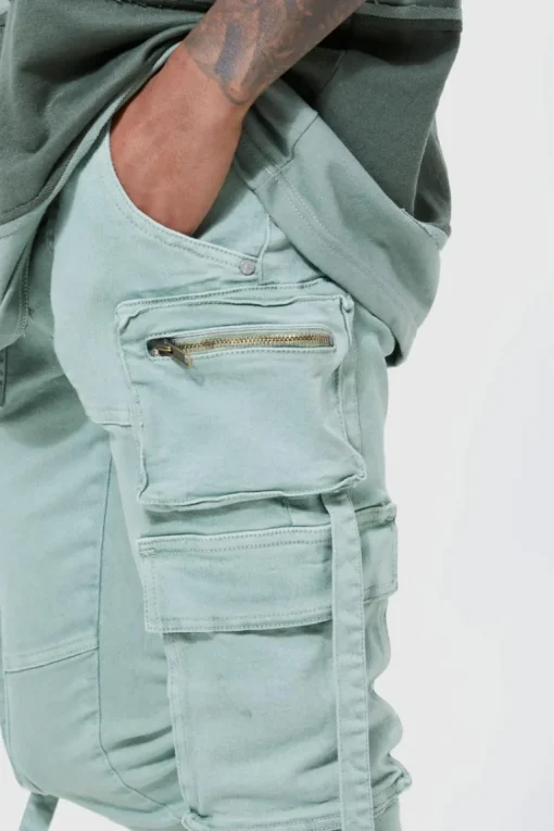 Super Skinny Stretch Strap Detail Cargo Jeans