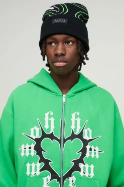 Swirl Print Man Tab Graphic Beanie