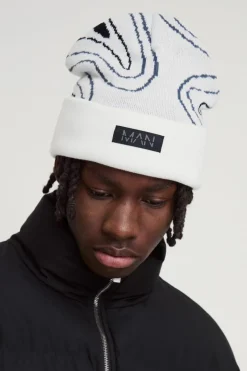 Swirl Print Man Tab Graphic Beanie