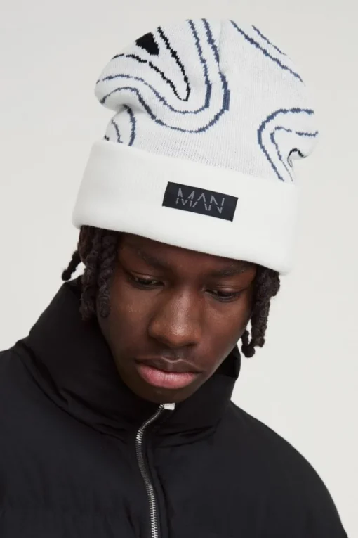 Swirl Print Man Tab Graphic Beanie