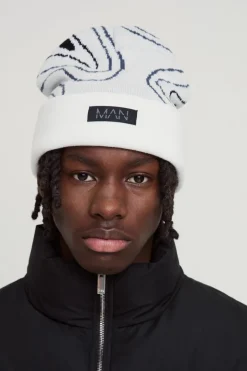 Swirl Print Man Tab Graphic Beanie