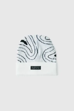 Swirl Print Man Tab Graphic Beanie