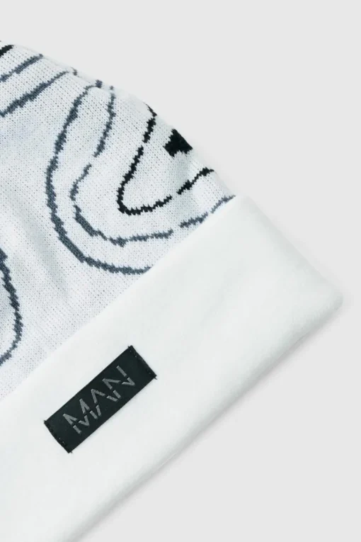 Swirl Print Man Tab Graphic Beanie