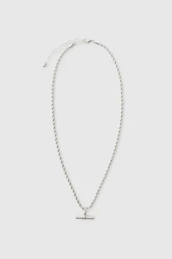 T Bar Pendant Necklace In Silver