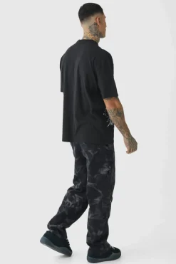 Tall Acid Wash Relaxed Fit Cargo Trousers
