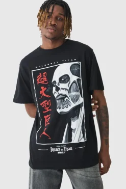 Tall Attack On Titan Anime Printed Licensed T-shirt In Black