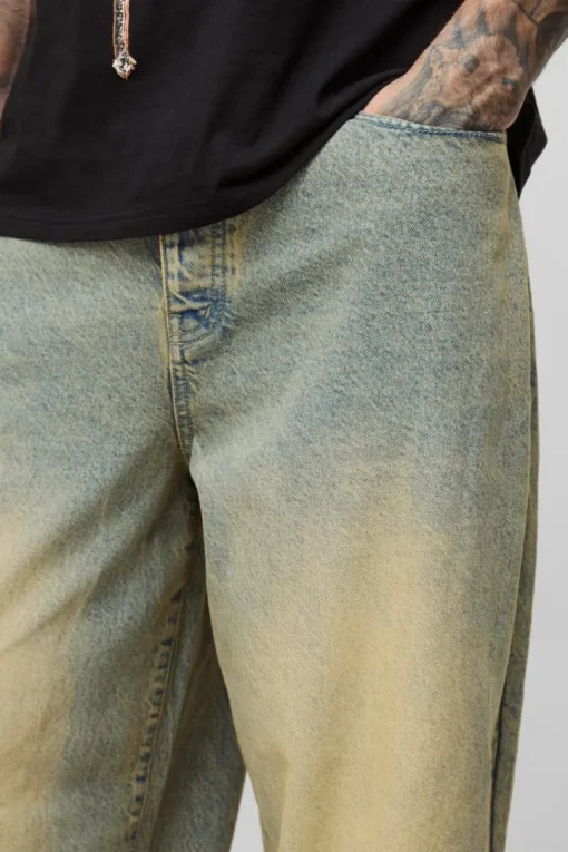 Tall Balloon Fit Pleat Knee Tinted Jeans