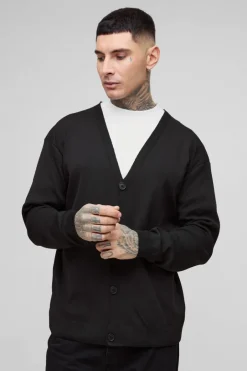 Tall Basic Regular Fit Cardigan in Black