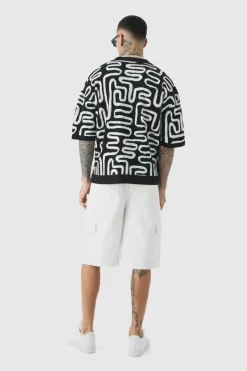 Tall Boxy Oversized Abstract Knit Polo
