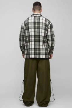 Tall Boxy Split Hem Brushed Check Overshirt