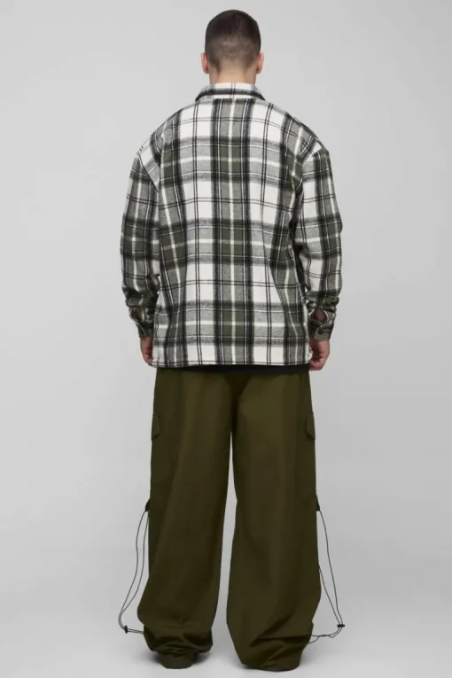 Tall Boxy Split Hem Brushed Check Overshirt