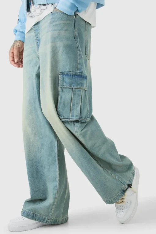 Tall Denim Cargo Parachute Jeans