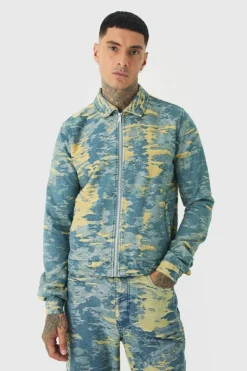 Tall Denim Fabric Interest Harrington Jacket