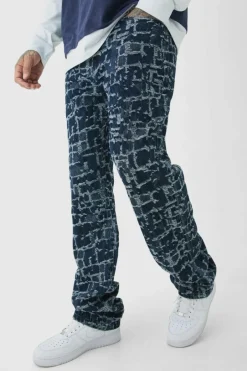 Tall Distressed Tapestry Relaxed Fit Denim Jeans